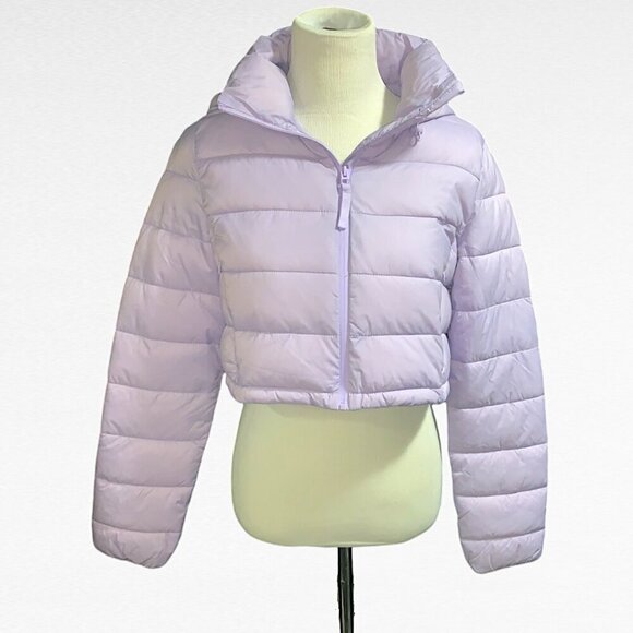 ZARA Cropped Puffer Jacket Lavender Size Medium NWT.